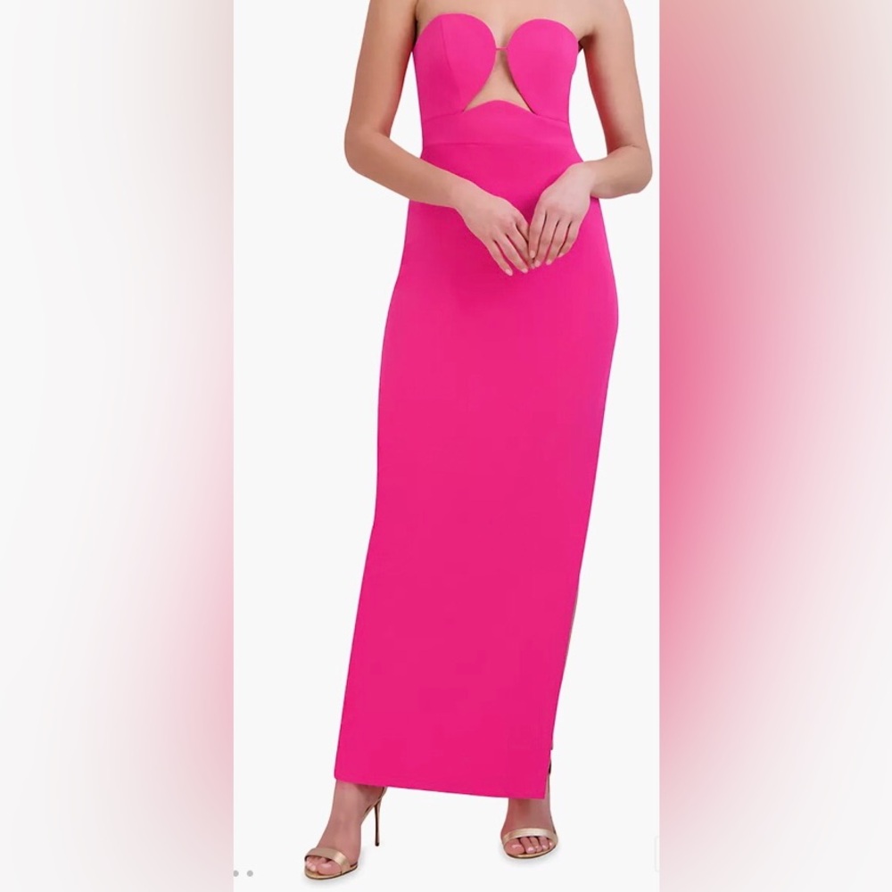 BCBG MAXAZIRIA 
Strapless Electric Pink Sheath Gown 
Size 10